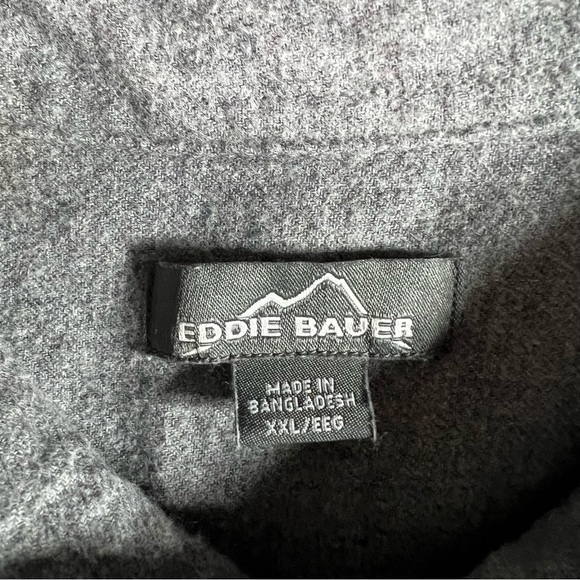 Eddie Bauer Men’s Long Sleeve Gray Cotton Flannel Button Shirt Size 2XL XXL - Picture 4 of 7